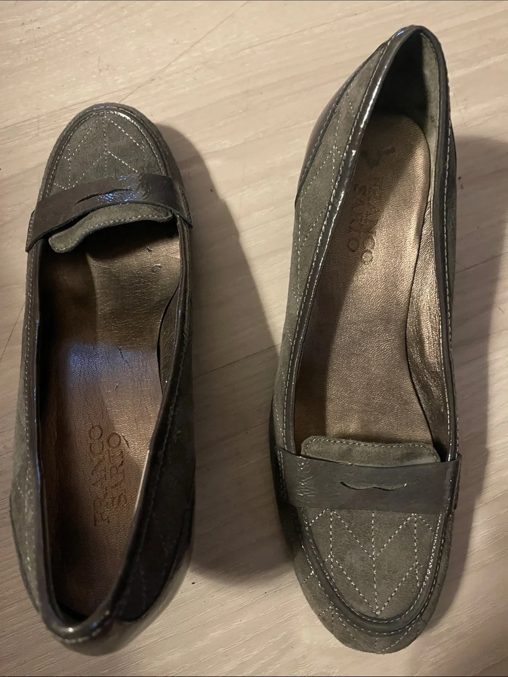 Franco Sarto Women’s Gray Suede & Leather Loafers